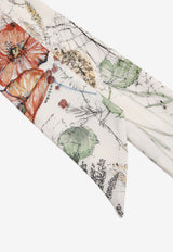 Alexander McQueen Spider Floral Print Silk Twill Scarf White 8585303001Q 9274