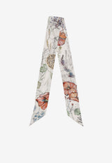 Alexander McQueen Spider Floral Print Silk Twill Scarf White 8585303001Q 9274