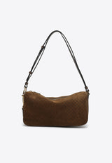 Gucci Medium Half Horsebit Suede Shoulder Bag Brown 860787AAEE7/S_GUC-2118