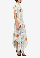 Alexander McQueen Meadow Floral Print Asymmetric Midi Dress Multicolor 861420QZAQV 9015