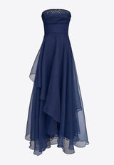Theia Aubrey Strapless Organza Gown Navy 88113126_NAVY