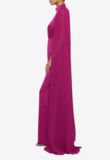 Theia Phillipa Satin Cape Gown Fuchsia 88114315_FUCHSIA