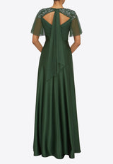 Theia Nerissa Asymmetric Beaded Gown Green 88114377_GREEN