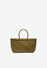 Dragon Diffusion Small Triple Jump Woven Leather Tote Bag Green 8811LE/S_DRAGO-BG