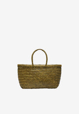 Dragon Diffusion Small Triple Jump Woven Leather Tote Bag Green 8811LE/S_DRAGO-BG