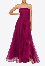 Theia Teresa Strapless Draped Gown Magenta 8817572_MAGENTA