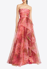 Theia Fahreta Floral Strapless Gown Multicolor 8818871_PINK MULTI
