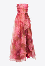 Theia Fahreta Floral Strapless Gown Multicolor 8818871_PINK MULTI