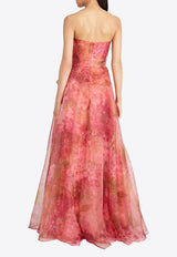 Theia Fahreta Floral Strapless Gown Multicolor 8818871_PINK MULTI