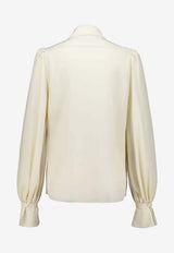 Valentino Crêpe De Chine Long-Sleeved Shirt Cream 8B0AB8E021B AD6