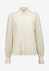 Valentino Crêpe De Chine Long-Sleeved Shirt Cream 8B0AB8E021B AD6