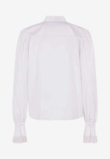Valentino Long-Sleeved Poplin Shirt with Flared-Cuffs White 8B0AB8G25A6 0BO