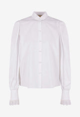Valentino Long-Sleeved Poplin Shirt with Flared-Cuffs White 8B0AB8G25A6 0BO