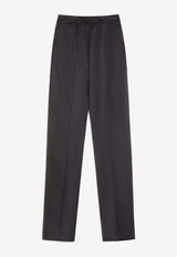 Valentino Silk Straight-Leg Tailored Pants Black 8B0RB786A8H 0NO