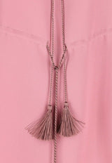 Valentino Feather-Trimmed Silk Mini Dress Pink 8B3AEBB81MM 34C