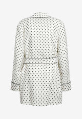 Valentino Supergrain Polka Dots Belted Coat White 8B3CJ42098S/S_VALE-R8E