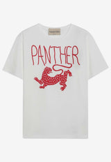 Valentino Panther Print T-shirt Ivory 8B3MG25WA55/S_VALE-AS0