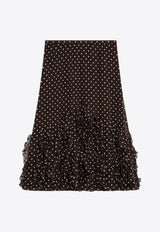 Valentino Silk Polka Dots Ruffled Skirt Brown 8B3RAEP59AB/S_VALE-CAH