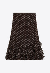 Valentino Silk Polka Dots Ruffled Skirt Brown 8B3RAEP59AB/S_VALE-CAH