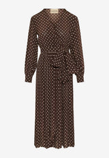 Valentino Polka Dots Silk Midi Wrap Dress Brown 8B3VAHU69DW CAH