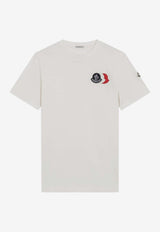 Moncler Tricolor Logo Patch Crewneck T-shirt White 8C0005689AUG/R_MONCL-034