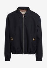 Valentino Bomber Jacket with Metal-V Navy 8V3CIP79AWA/S_VALE-598