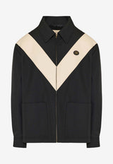 Valentino Zip-Up Jacket with Inlaid V and VLogo Patch Black 8V3CIQ11AWA 0NO