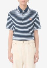 Valentino VLogo Patch Stripe Piqué Polo T-shirt Blue 8V3MH01KBAF 108
