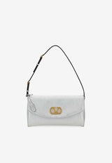 Valentino DeVain Laminated Nappa Leather Shoulder Bag Silver 8W0B0T31NVB S13