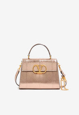 Valentino Small VSLING Laminated Elaphe Leather Top Handle Bag Rose Gold 8W2B0F53VFW GU9