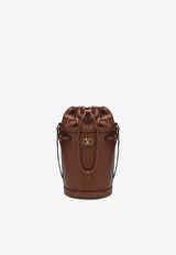 Valentino VLogo Leather Bucket Bag Tobacco 8W2B0S97YYQ/S_VALE-N58
