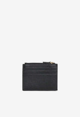 Valentino VLogo Signature Grained Leather Zip Cardholder Black 8W2P0AK9SNP 0NO