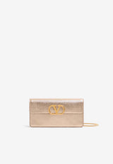 Valentino VLogo Signature Laminated Leather Clutch Bag Champagne 8W2P0S93QZU H08