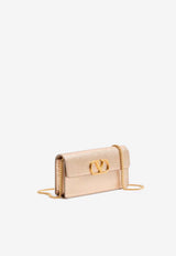 Valentino VLogo Signature Laminated Leather Clutch Bag Champagne 8W2P0S93QZU H08
