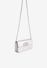 Valentino VLogo Signature Laminated Calfskin Clutch Bag Silver 8W2P0S93RFY S13