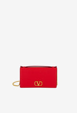 Valentino VLogo Signature Leather Chain Clutch Red 8W2P0W42SNP JU5