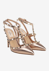 Valentino Rockstud 100 Laminated Nappa Leather Pumps Rose Gold 8W2S0393QKH GF9