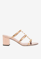 Valentino Rockstud 60 Mules in Laminated Ayers Rose Gold 8W2S0C47AIT MXS