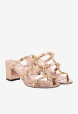 Valentino Rockstud 60 Mules in Laminated Ayers Rose Gold 8W2S0C47AIT MXS