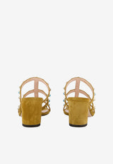 Valentino Rockstud 60 Suede Mules with Cabochon-Stones Beige 8W2S0C47JTI RDX