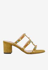 Valentino Rockstud 60 Suede Mules with Cabochon-Stones Beige 8W2S0C47JTI RDX