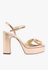 Valentino VLogo 115 Laminated Leather Platform Sandals Champagne 8W2S0FG2FLQ H08