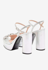 Valentino VLogo 115 Laminated Leather Platform Sandals Silver 8W2S0FG2UXF S13