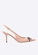 85 Bow-Embellished Slingback Pumps