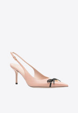 85 Bow-Embellished Slingback Pumps