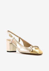 Valentino Valet Du Roi 60 Laminated Leather Slingback Pumps Gold 8W2S0MH9KDR DLW