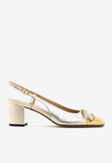 Valentino Valet Du Roi 60 Laminated Leather Slingback Pumps Gold 8W2S0MH9KDR DLW