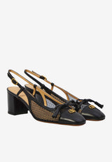 Valentino Valet Du Roi 60 Leather and Mesh Slingback Pumps Black 8W2S0MH9PDY 0NO
