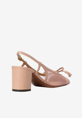 Valentino Valet Du Roi 60 Leather and Mesh Slingback Pumps Pink 8W2S0MH9PDY 9NK
