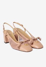 Valentino Valet Du Roi 60 Leather and Mesh Slingback Pumps Pink 8W2S0MH9PDY 9NK